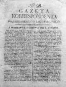 Gazeta Korrespondenta Warszawskiego i Zagranicznego 1822, Nr 98