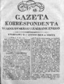 Gazeta Korrespondenta Warszawskiego i Zagranicznego 1823, Nr 18