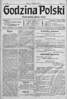 Godzina Polski : dziennik polityczny, społeczny i literacki 1 kwiecień 1916 nr 93
