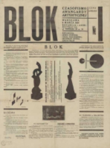 Blok : czasopismo awangardy artystycznej 1924, Nr 001