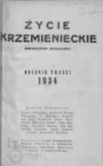 Życie Krzemienieckie. Miesięcznik Społeczny. 1934. Nr 1