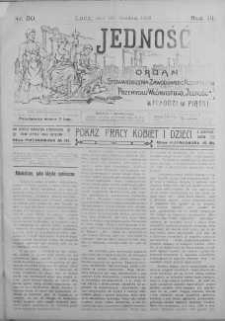 Jedność: organ Stowarzyszenia Zawodowego Robotników Przemysłu Włóknistego 10 grudzień 1909 nr 50