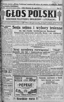 Głos Polski : dziennik polityczny, społeczny i literacki 22 maj 1927 nr 139