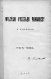 Wileński Przegląd Prawniczy. 1930. Nr 1