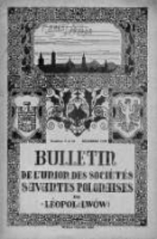 Bulletin de l'Union des Societes Savantes Polonaises de Leopol (Lwów). Nr 9-10. 1929