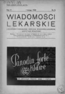 Wiadomości Lekarskie : czasopismo poświęcone medycynie praktycznej, społecznej i zawodowej. 1938, nr 2