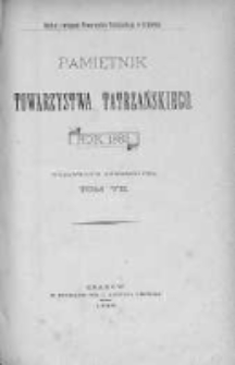 Pamiętnik Towarzystwa Tatrzańskiego. T.7. 1882