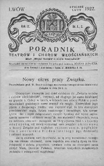 Poradnik Teatrów i Chórów Włościańskich : organ Związku Teatrów i Chórów Włościańskich. 1921. Rok IX, nr 1-2