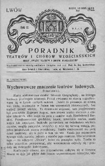 Poradnik Teatrów i Chórów Włościańskich : organ Związku Teatrów i Chórów Włościańskich. 1921. Rok IX, nr 3-5