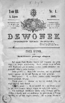 Dzwonek. Pismo dla ludu. 1860. T.3. Nr 1