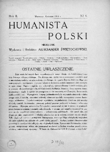 Humanista Polski. 1914. Nr 4