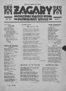 Żagary : miesięcznik idącego Wilna poświęcony sztuce : bezpłatny dodatek do "Słowa". 1931. Nr 2