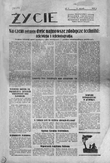 Życie. Bezpłatny naukowo-popularny ilustrowany dodatek "Dziennika Wileńskiego". 1929. Nr 1