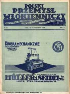 Polski Przemysł Włókienniczy 10 październik R. 2. 1928 nr 21