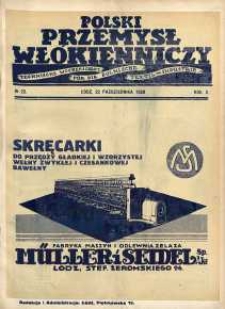 Polski Przemysł Włókienniczy 22 październik R. 2. 1928 nr 22