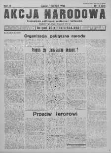 Akcja Narodowa : dwutygodnik polityczny, społeczny i kulturalny. 1935, nr 4
