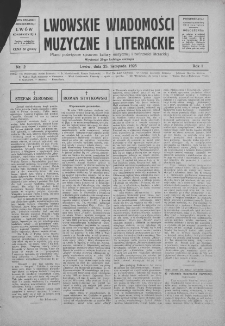 Lwowskie Wiadomości Muzyczne i Literackie : organ Związku Muzyków-Pedagogów, poświęcony sprawom kultury muzycznej i twórczości literackiej. 1925, nr 2