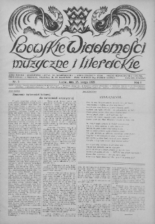 Lwowskie Wiadomości Muzyczne i Literackie : organ Związku Muzyków-Pedagogów, poświęcony sprawom kultury muzycznej i twórczości literackiej. 1926, nr 5