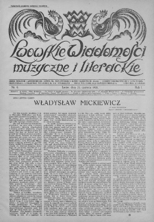 Lwowskie Wiadomości Muzyczne i Literackie : organ Związku Muzyków-Pedagogów, poświęcony sprawom kultury muzycznej i twórczości literackiej. 1926, nr 9