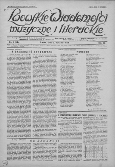 Lwowskie Wiadomości Muzyczne i Literackie : organ Związku Muzyków-Pedagogów, poświęcony sprawom kultury muzycznej i twórczości literackiej. 1928, nr 1