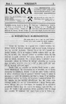 Iskra : miesięcznik poświęcony sprawom wstrzemięźliwości i wychowania narodowego. 1910, nr 5