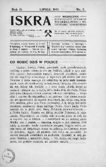 Iskra : miesięcznik poświęcony sprawom wstrzemięźliwości i wychowania narodowego. 1911, nr 7