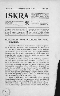 Iskra : miesięcznik poświęcony sprawom wstrzemięźliwości i wychowania narodowego. 1911, nr 10