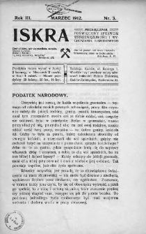 Iskra : miesięcznik poświęcony sprawom wstrzemięźliwości i wychowania narodowego. 1912, nr 3