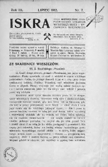 Iskra : miesięcznik poświęcony sprawom wstrzemięźliwości i wychowania narodowego. 1912, nr 7