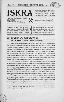 Iskra : miesięcznik poświęcony sprawom wstrzemięźliwości i wychowania narodowego. 1913, nr 10-11