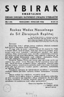 Sybirak : organ Zarządu Głównego Związku Sybiraków. 1936, nr 1