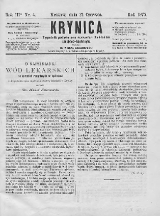 Krynica : tygodnik poświęcony ojczystym zakładom zdrojowo-kąpielowym. 1875, nr 4