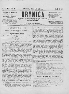 Krynica : tygodnik poświęcony ojczystym zakładom zdrojowo-kąpielowym. 1875, nr 8