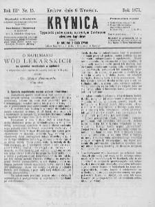 Krynica : tygodnik poświęcony ojczystym zakładom zdrojowo-kąpielowym. 1875, nr 15