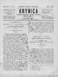 Krynica : tygodnik poświęcony ojczystym zakładom zdrojowo-kąpielowym. 1875, nr 16