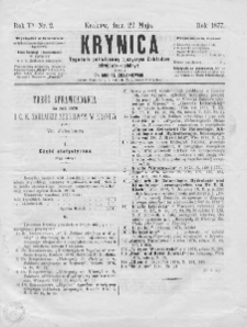Krynica : tygodnik poświęcony ojczystym zakładom zdrojowo-kąpielowym. 1877, nr 2