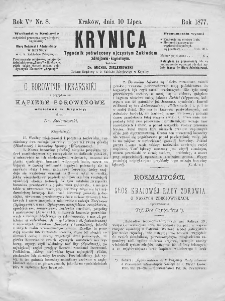 Krynica : tygodnik poświęcony ojczystym zakładom zdrojowo-kąpielowym. 1877, nr 8