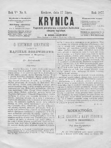 Krynica : tygodnik poświęcony ojczystym zakładom zdrojowo-kąpielowym. 1877, nr 9