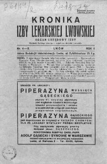 Kronika Izby Lekarskiej Lwowskiej : organ urzędowy Izby. 1931. Nr 4-5