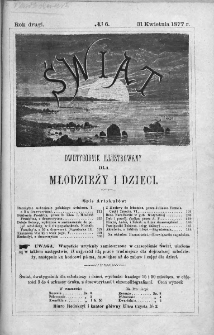 Świat : dwutygodnik illustrowany dla młodzieży i dzieci. 1877. Nr 6