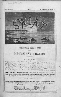 Świat : dwutygodnik illustrowany dla młodzieży i dzieci. 1877. Nr 7