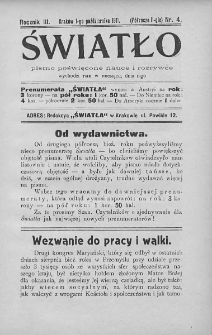 Światło : pismo poświęcone nauce i rozrywce. 1911. T.II. Nr 4