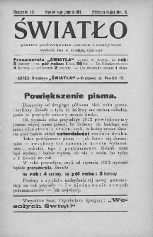 Światło : pismo poświęcone nauce i rozrywce. 1911. T.II. Nr 6