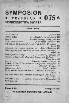 Symposion : przegląd piśmiennictwa świata. 1936. Zesz. 7