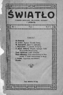 Światło : tygodnik społeczny, polityczny, naukowy i literacki. 1912. Nr 1