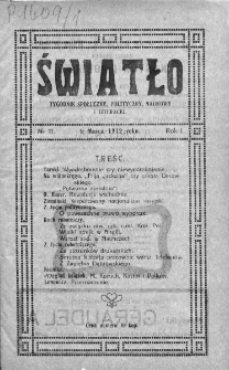 Światło : tygodnik społeczny, polityczny, naukowy i literacki. 1912. Nr 11