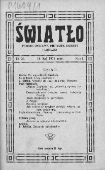 Światło : tygodnik społeczny, polityczny, naukowy i literacki. 1912. Nr 21