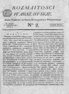 Rozmaitości Warszawskie : pismo dodatkowe do Gazety Korrespondenta Warszawskiego. 1824. Nr 2