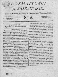 Rozmaitości Warszawskie : pismo dodatkowe do Gazety Korrespondenta Warszawskiego. 1824. Nr 5