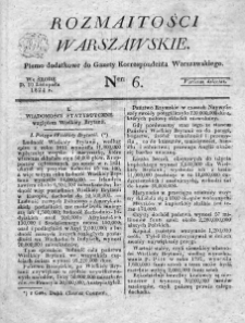 Rozmaitości Warszawskie : pismo dodatkowe do Gazety Korrespondenta Warszawskiego. 1824. Nr 6